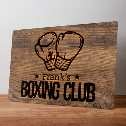 Boxing Club Metal Wall Sign for Home Gym