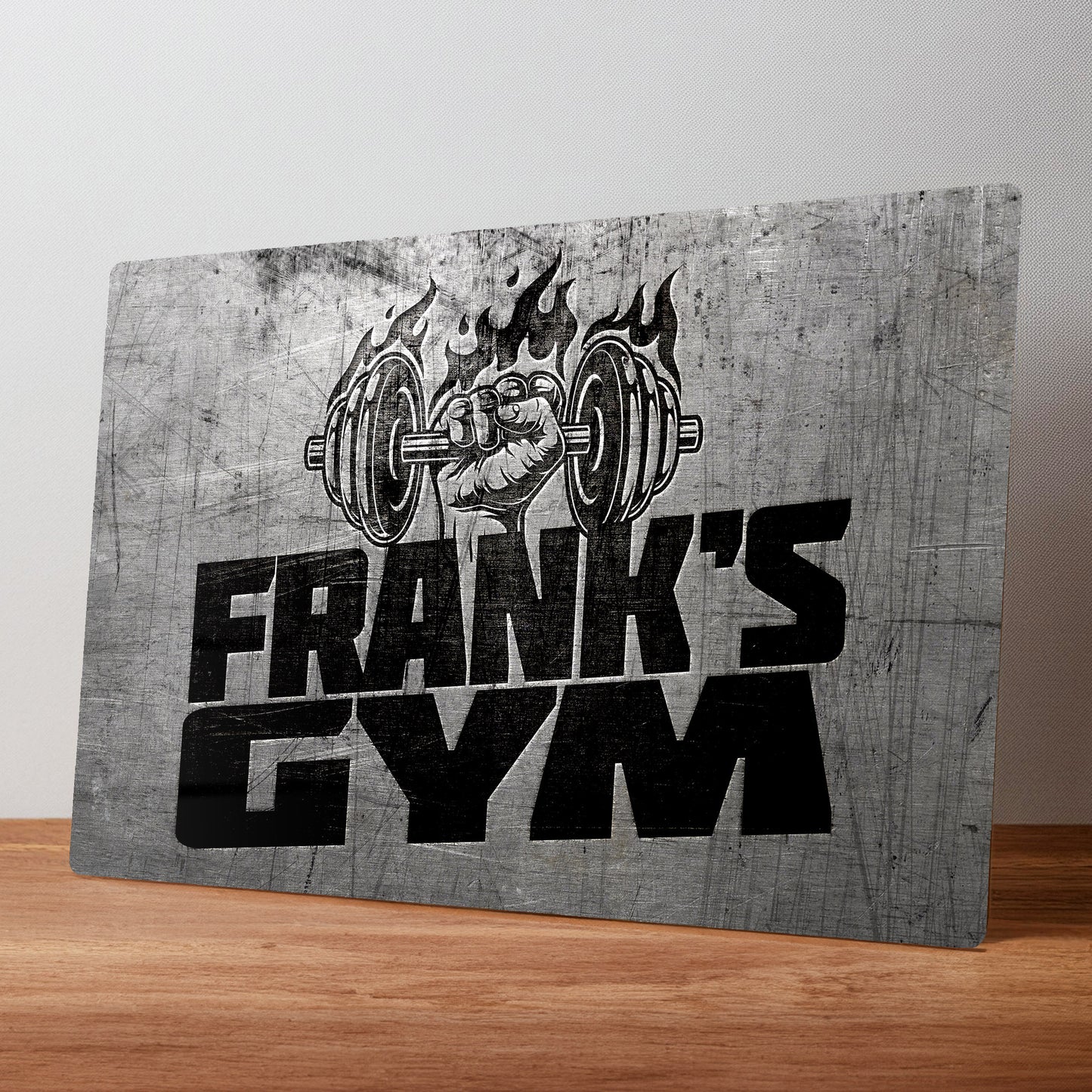 Home Gym Rustic Personalised Metal Wall Sign