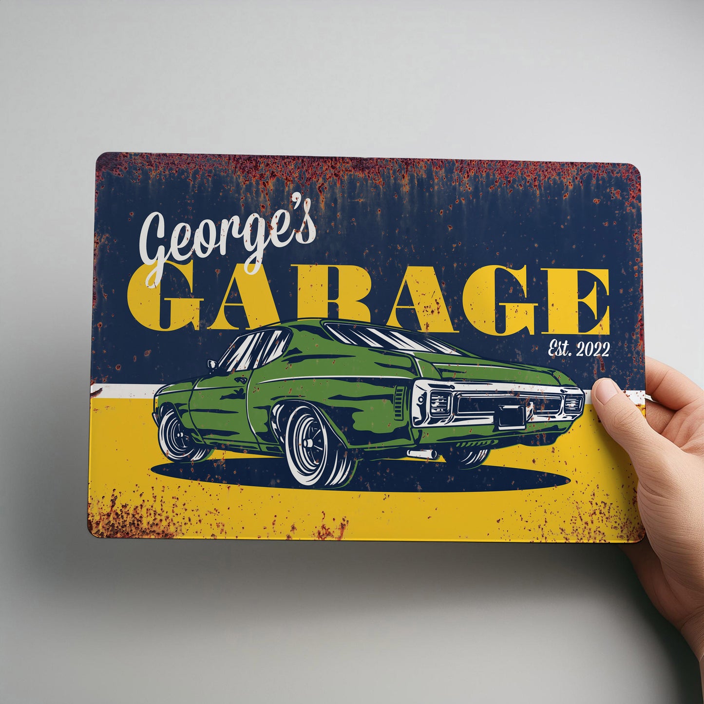 Retro Style Personalised Metal Garage Workshop Sign