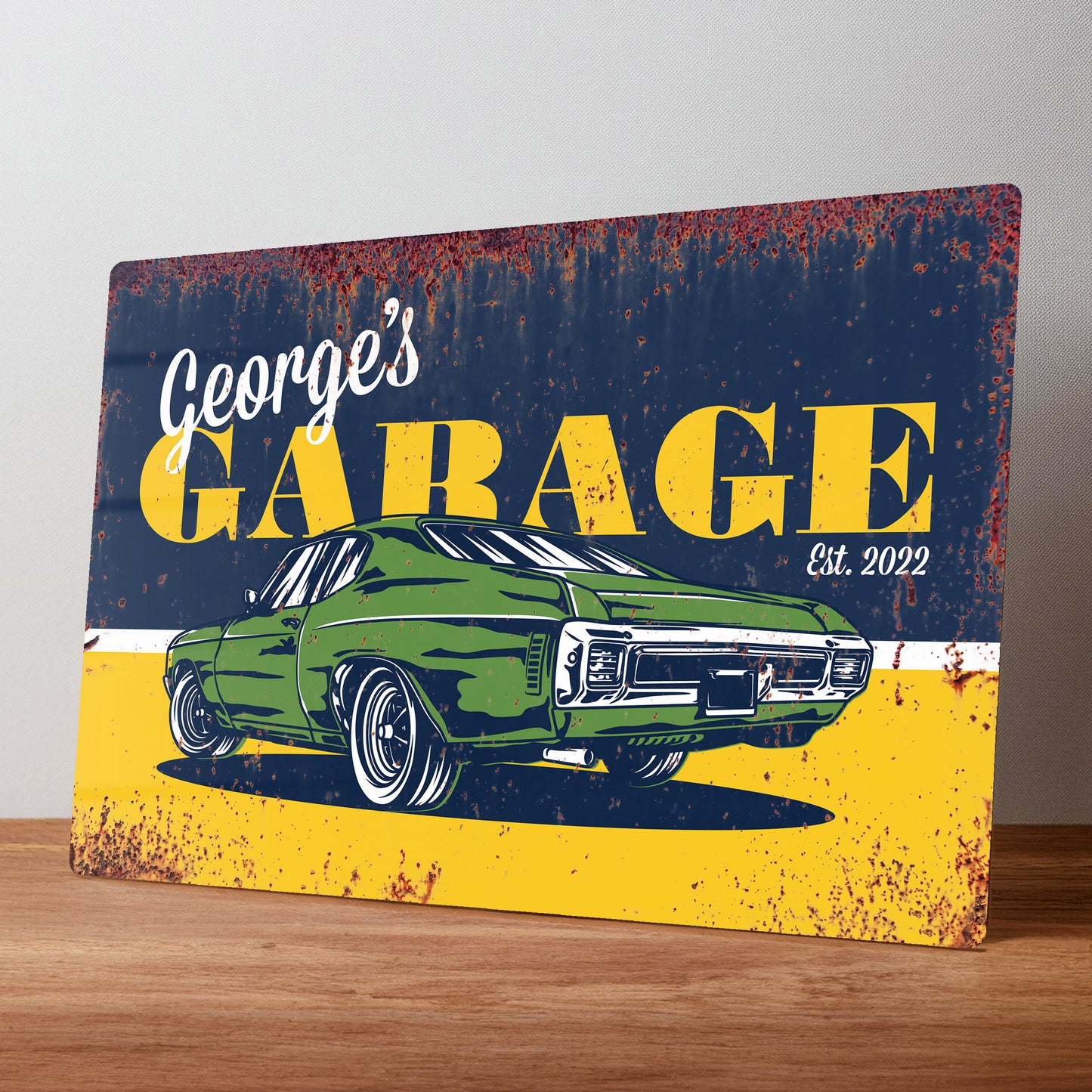 Retro Style Personalised Metal Garage Workshop Sign