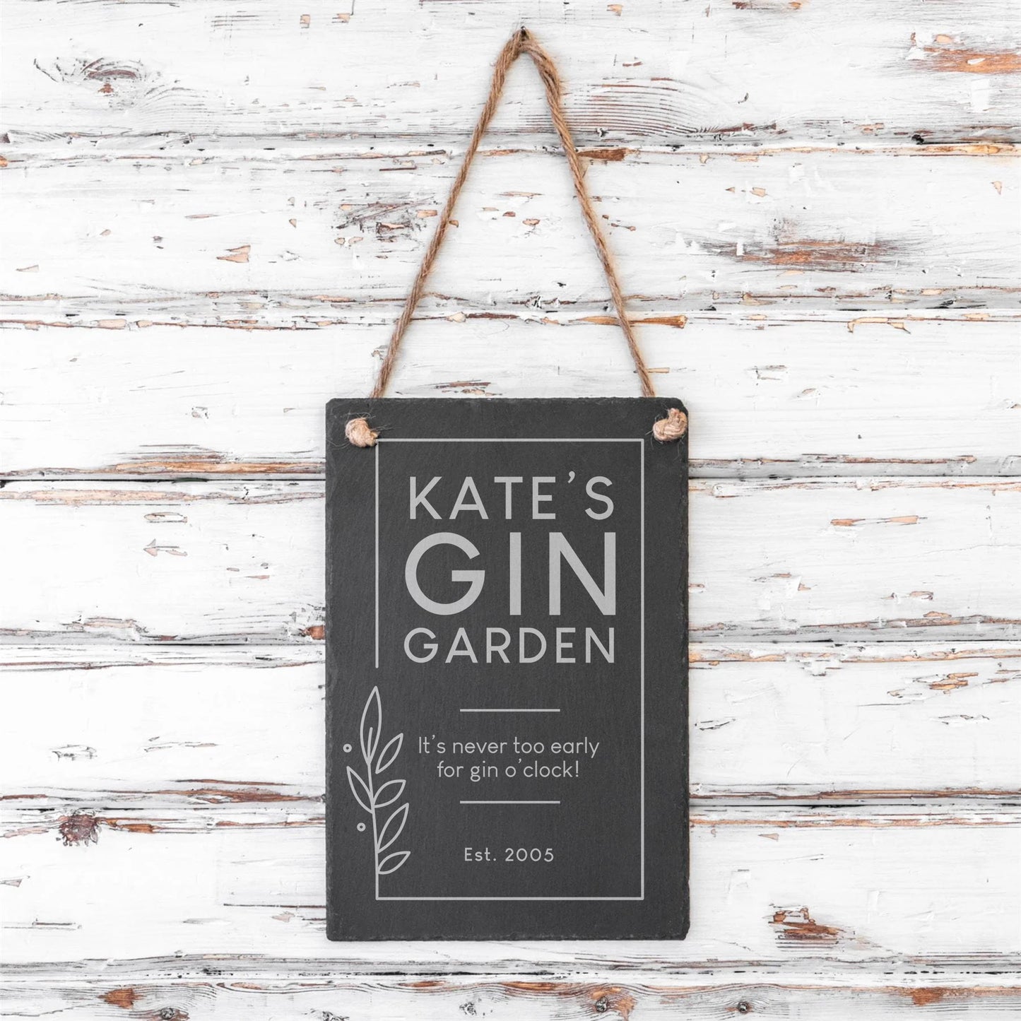 Gin Garden Personalised Engraved Slate Hanging Sign