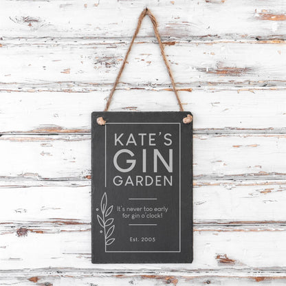 Gin Garden Personalised Engraved Slate Hanging Sign