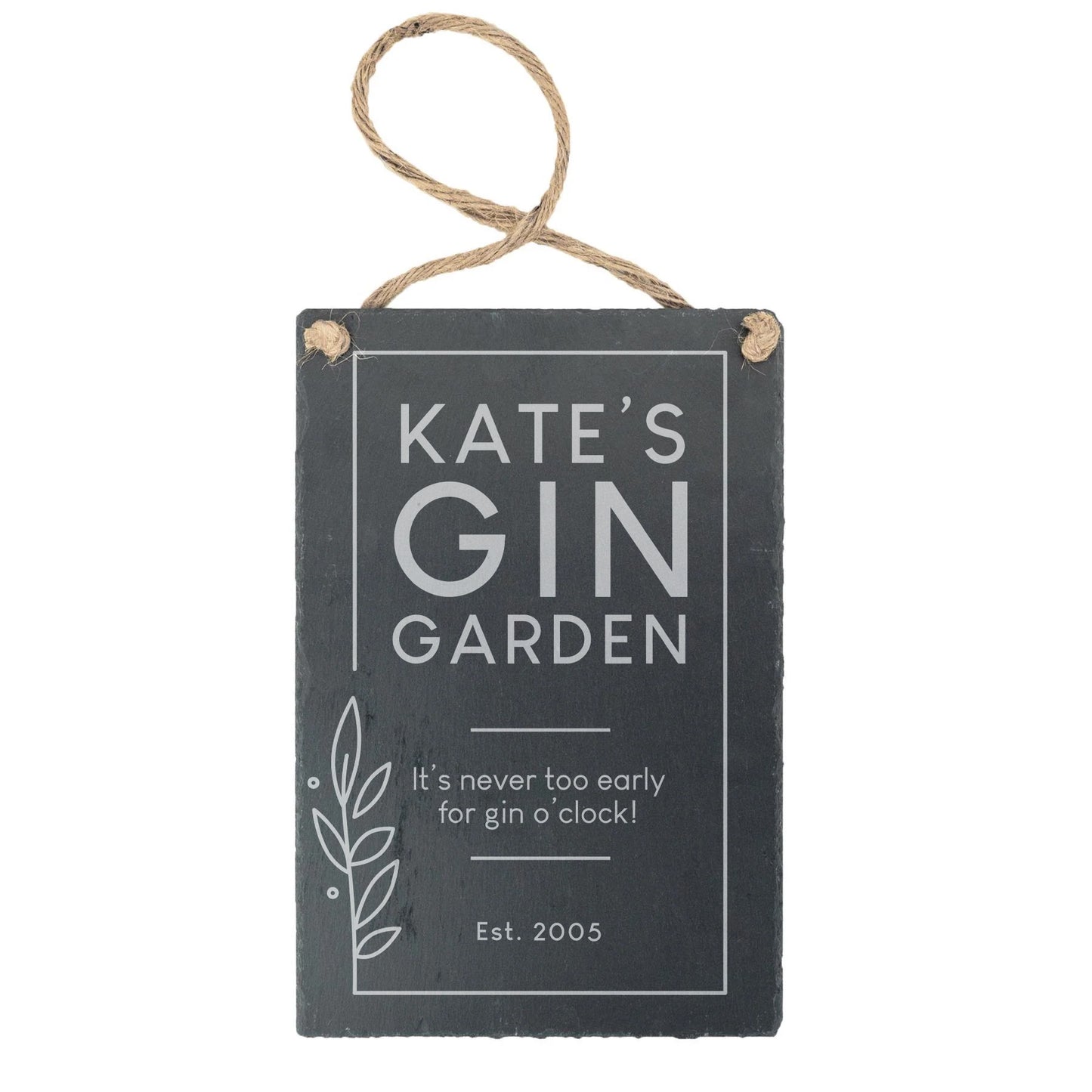 Gin Garden Personalised Engraved Slate Hanging Sign