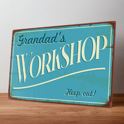 Grandad's Workshop Rustic Metal Wall Sign