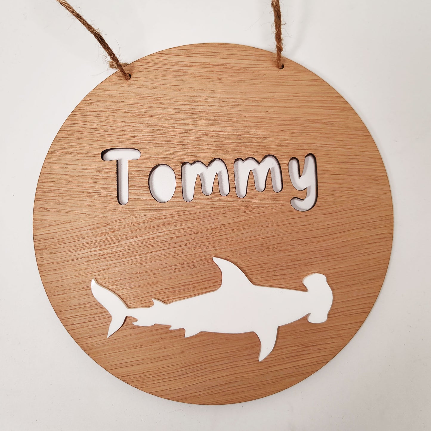 Personalised Hammerhead Shark Name Sign – Custom Bedroom Wall Hanging, Ocean-Themed Kids Room Décor