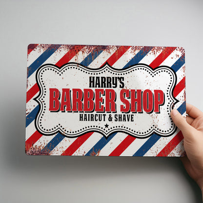 Barber Shop Personalised Business Metal Rustic Retro Wall Sign