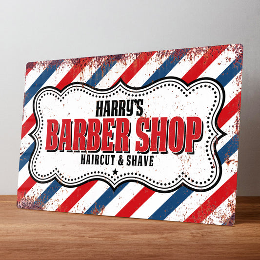 Barber Shop Personalised Business Metal Rustic Retro Wall Sign