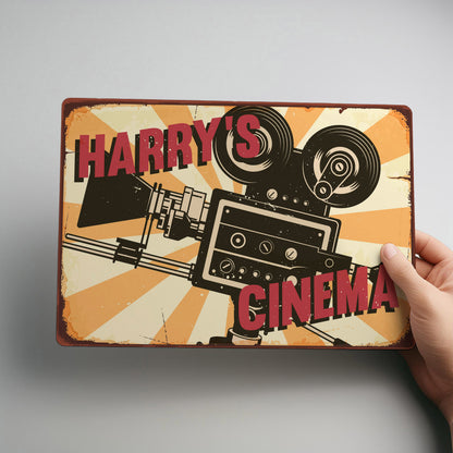 Home Cinema Personalised Rustic Metal Wall Sign