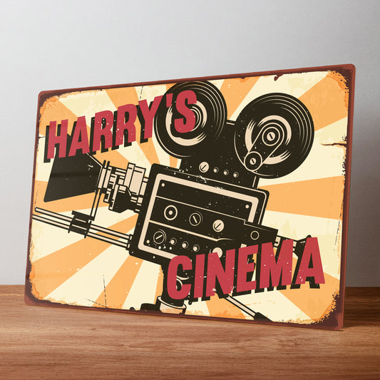 Home Cinema Personalised Rustic Metal Wall Sign