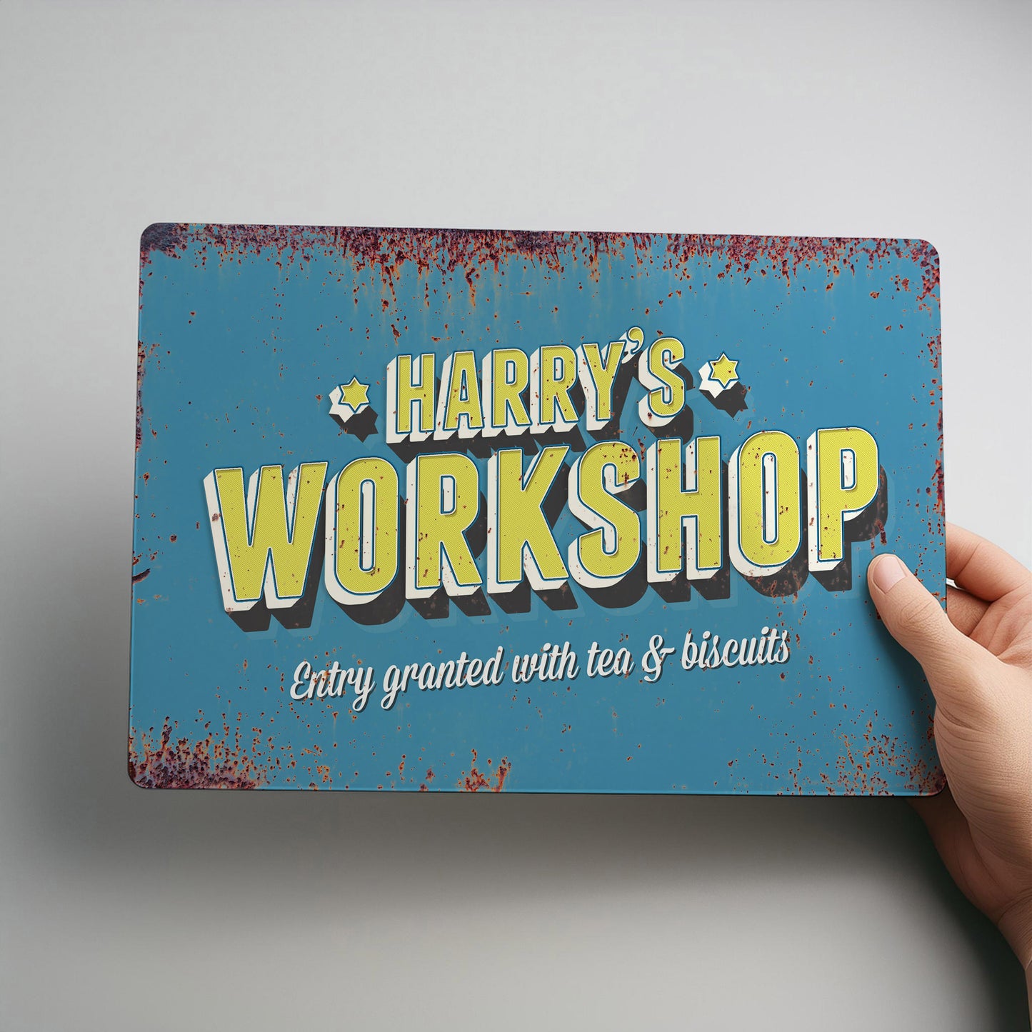 Workshop Rustic Personalised Metal Wall Sign