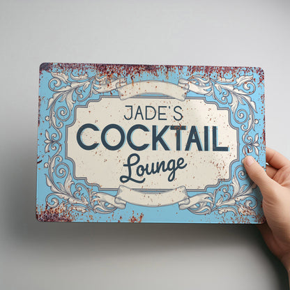 Cocktail Lounge Rustic Retro Personalised Metal Sign