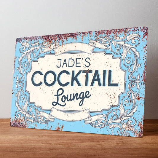 Cocktail Lounge Rustic Retro Personalised Metal Sign