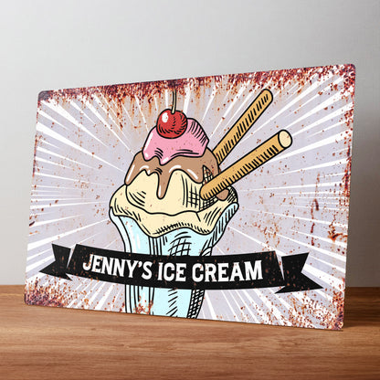 Ice Cream Personalised Metal Rustic Wall Sign