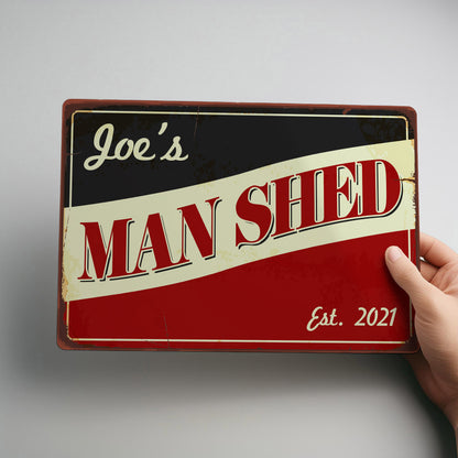 Man Shed Rustic Personalised Metal Wall Sign for Workshops