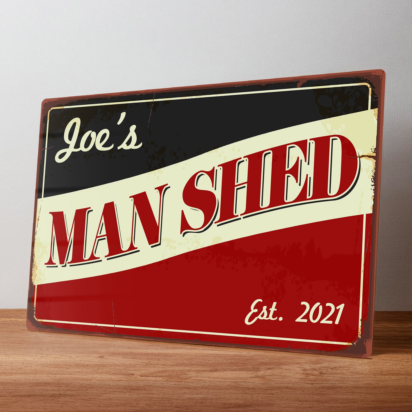 Man Shed Rustic Personalised Metal Wall Sign for Workshops