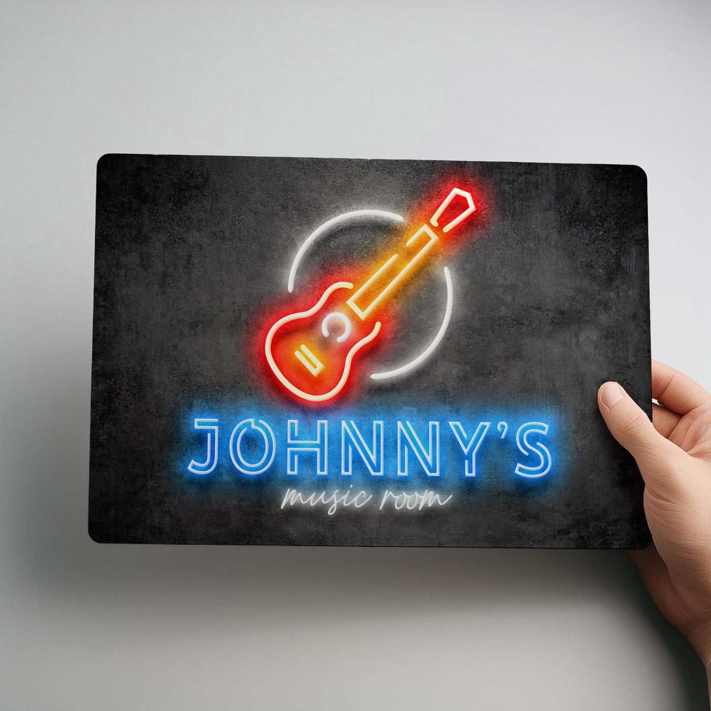 Music Room Neon Style Personalised Metal Wall Sign