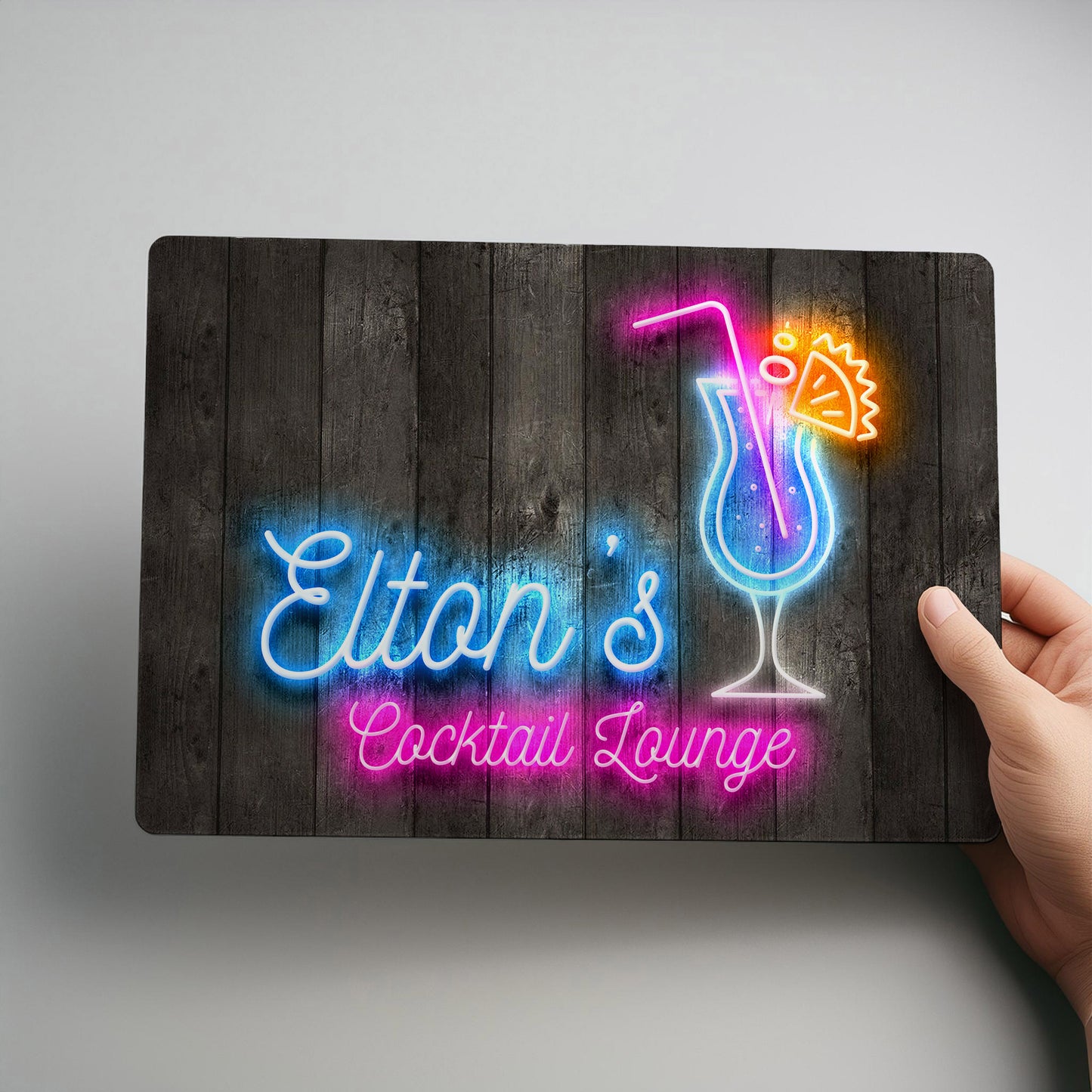 Cocktail Lounge Personalised Neon Style Metal Wall Sign