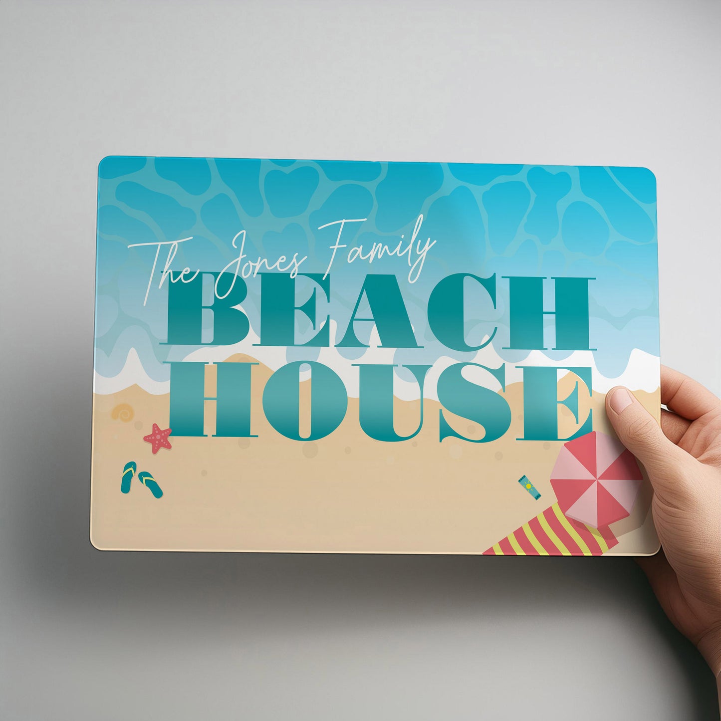 Beach House Personalised Metal Wall Sign