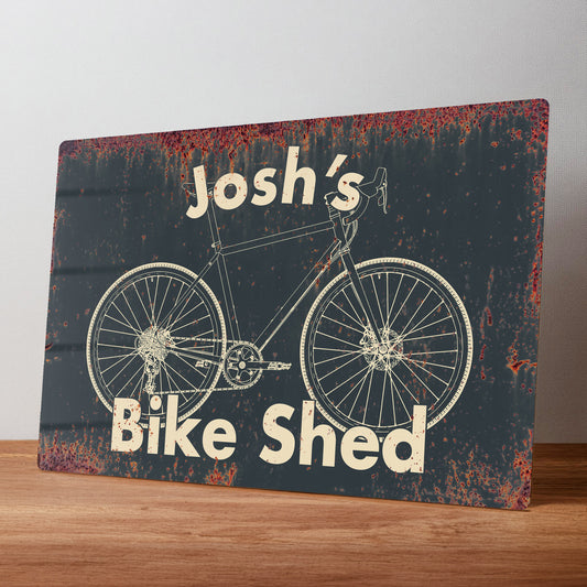 Bike Shed Rustic Personalised Metal Sign