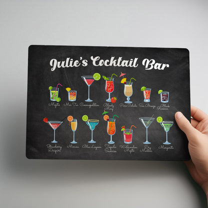 Cocktail Bar Metal Personalised Wall Sign