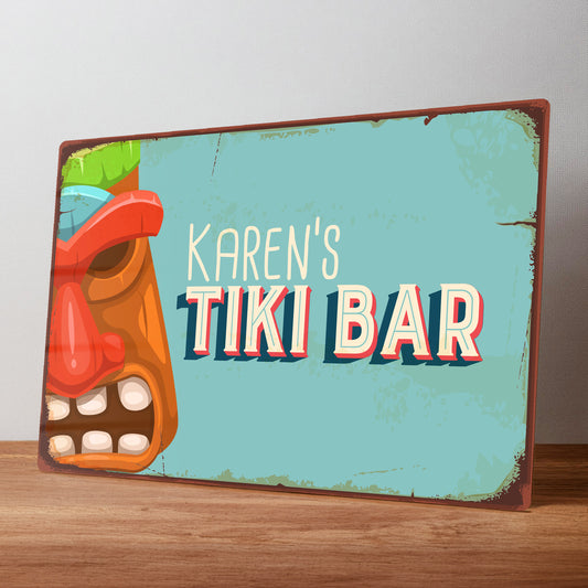 Tiki Bar Personalised Rustic Metal Wall Sign