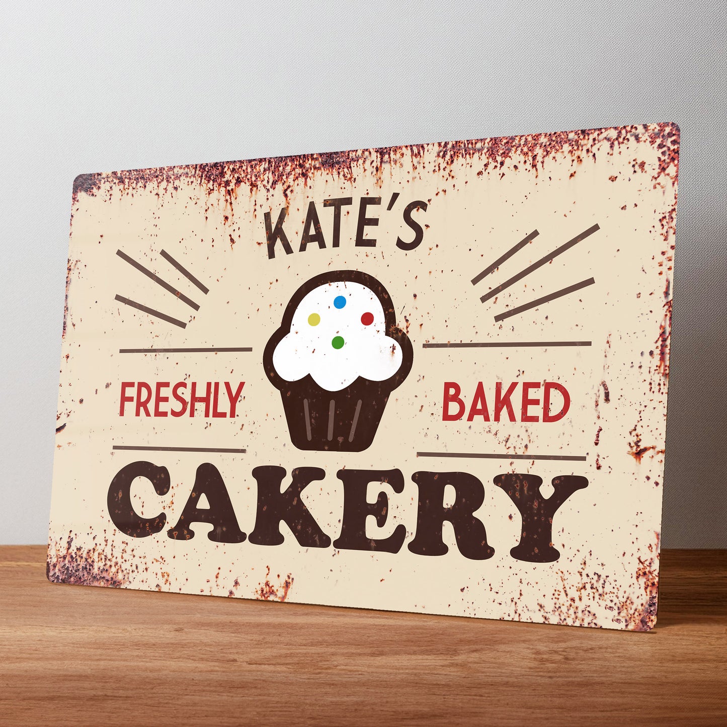 Cakery Sign Personalised Rustic Metal Wall Sign