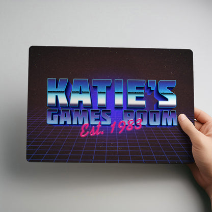 Retro Games Personalised Metal Wall Sign