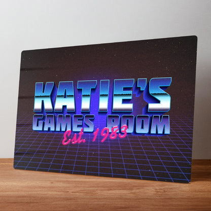 Retro Games Personalised Metal Wall Sign