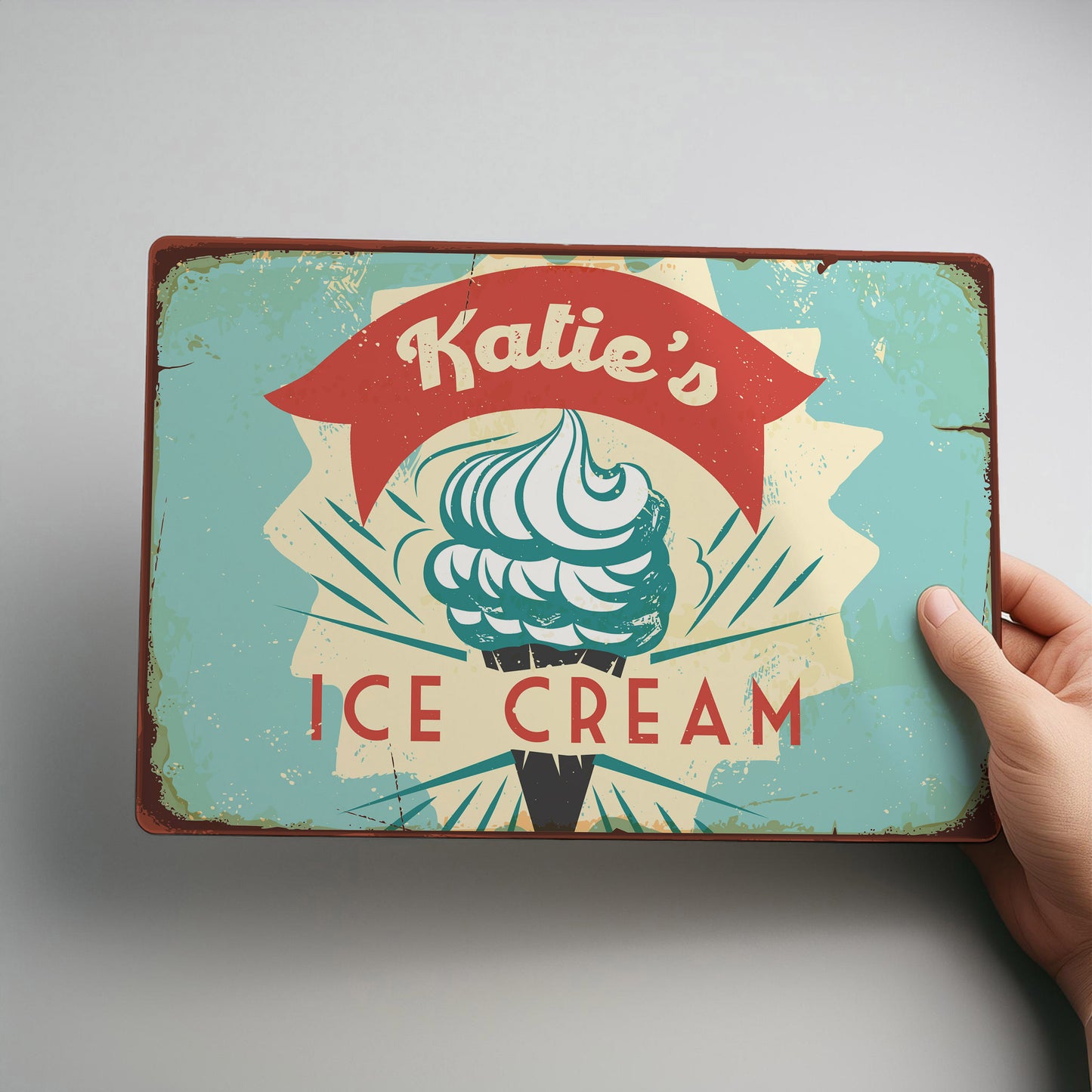 Rustic Ice Cream Personalised Metal Wall Sign