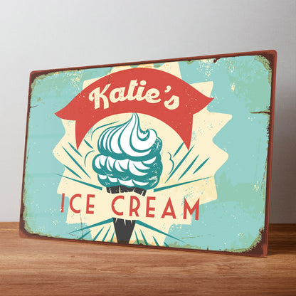 Rustic Ice Cream Personalised Metal Wall Sign