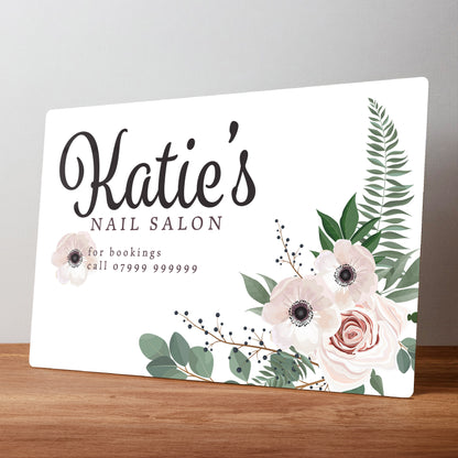 Floral Beauty Salon Personalised Business Metal Wall Sign