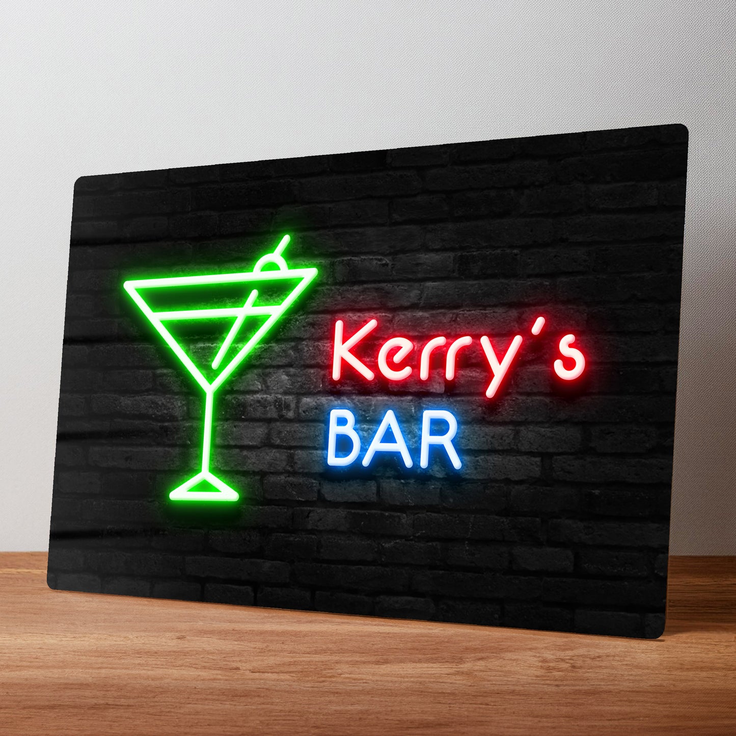 Cocktail Bar Neon Style Personalised Metal Sign