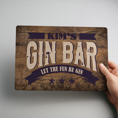 Gin Bar Personalised Metal Wall Sign