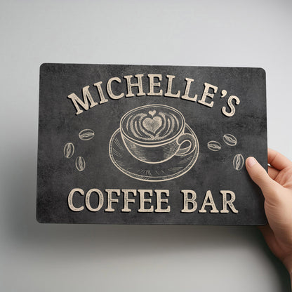 Coffee Bar Personalised Printed Metal Wall Sign