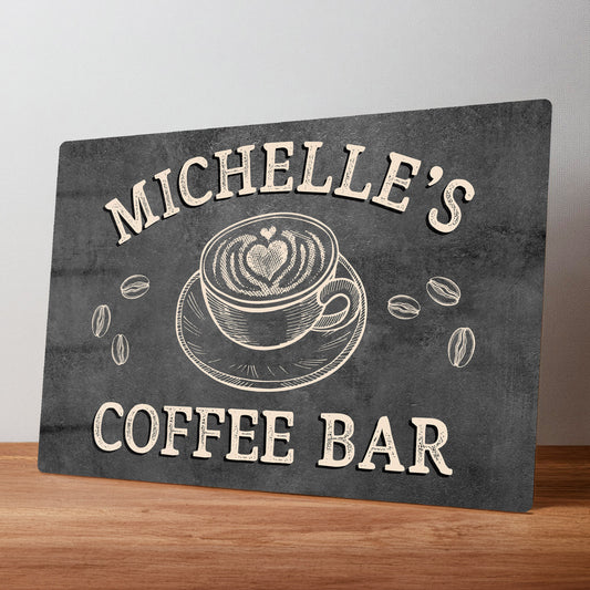 Coffee Bar Personalised Printed Metal Wall Sign