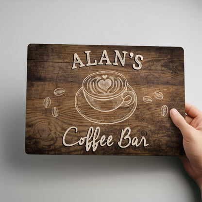 Coffee Bar Personalised Kitchen Metal Wall Sign