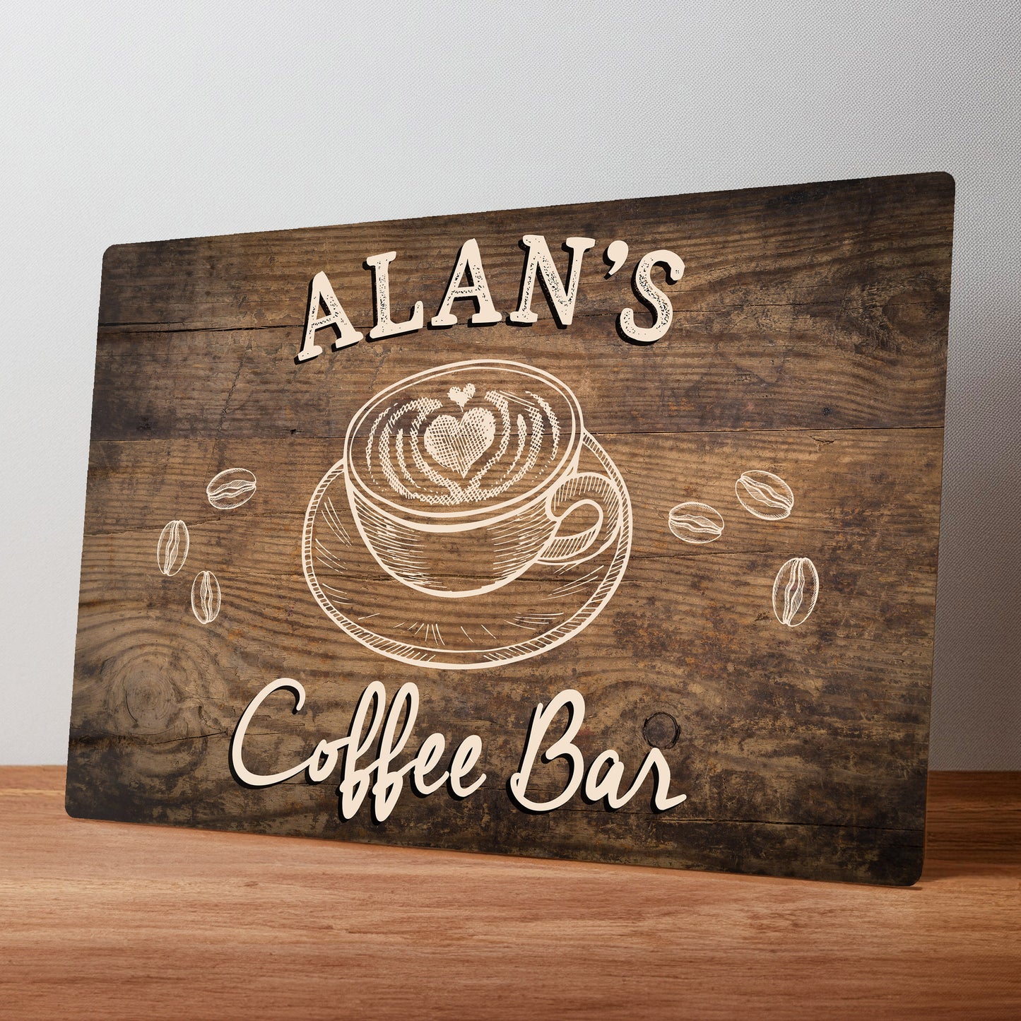 Coffee Bar Personalised Kitchen Metal Wall Sign