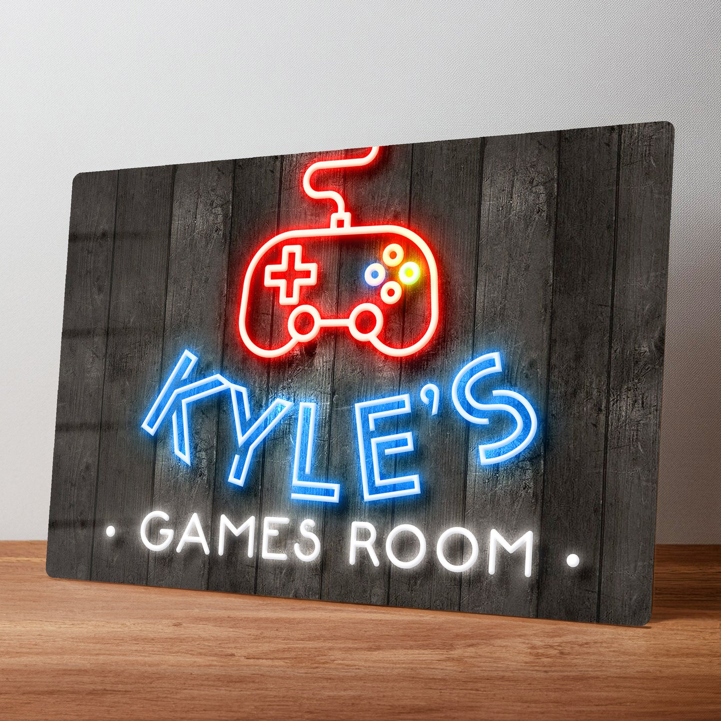 Games Room Personalised Neon Style Metal Wall Gaming Sign