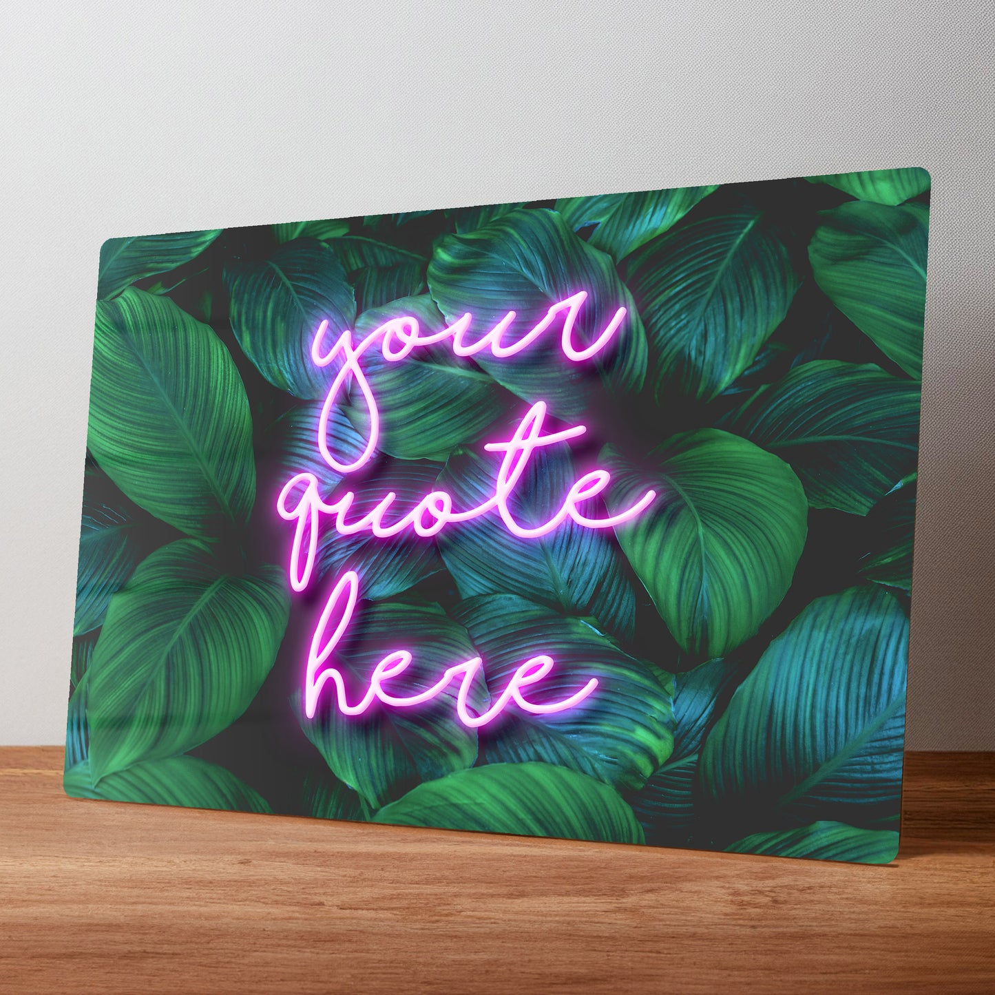 Leaf Quote Neon Style Personalised Metal Wall Sign