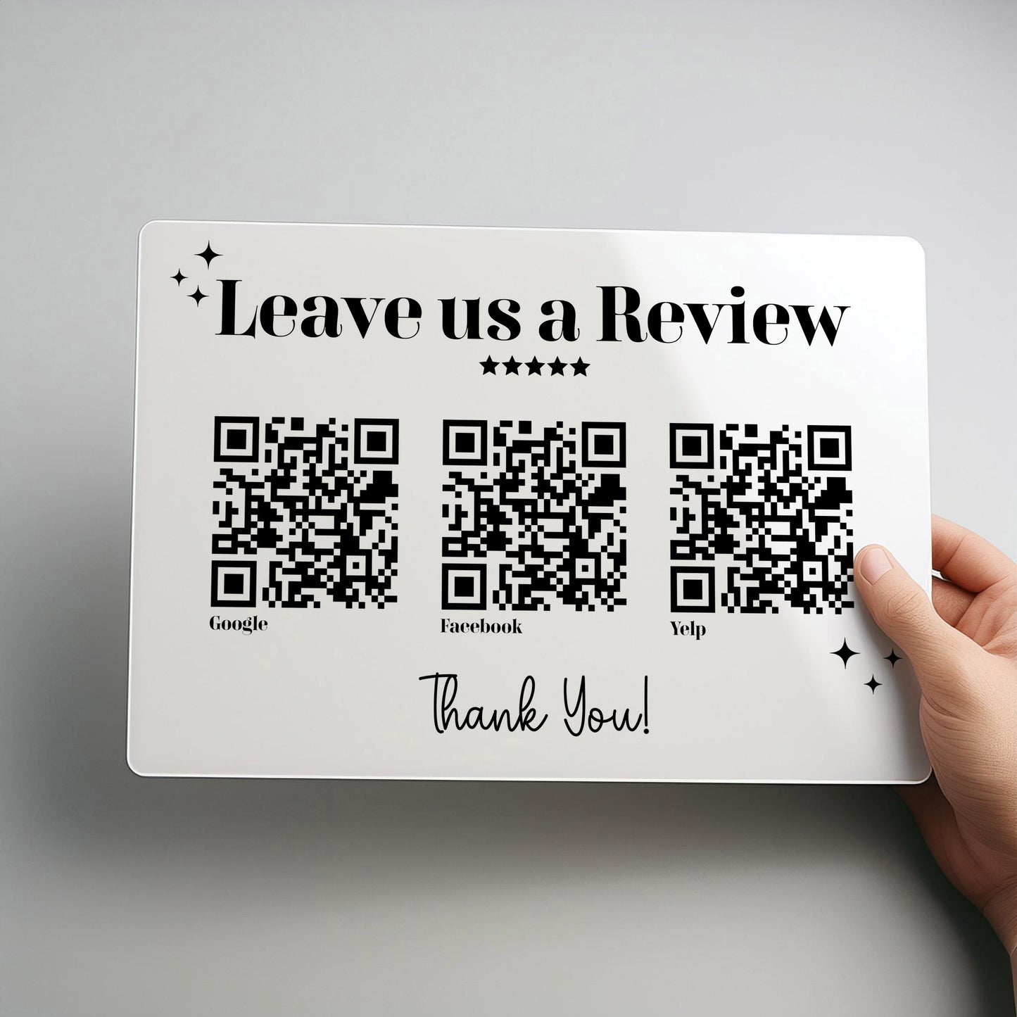 Customer Review QR Counter Top Metal Signage for Businesses