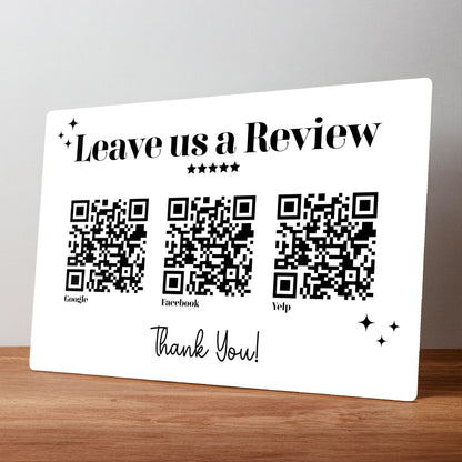 Customer Review QR Counter Top Metal Signage for Businesses