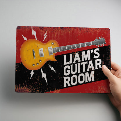 Guitar or Music Room Personalised Rustic Metal Wall Sign