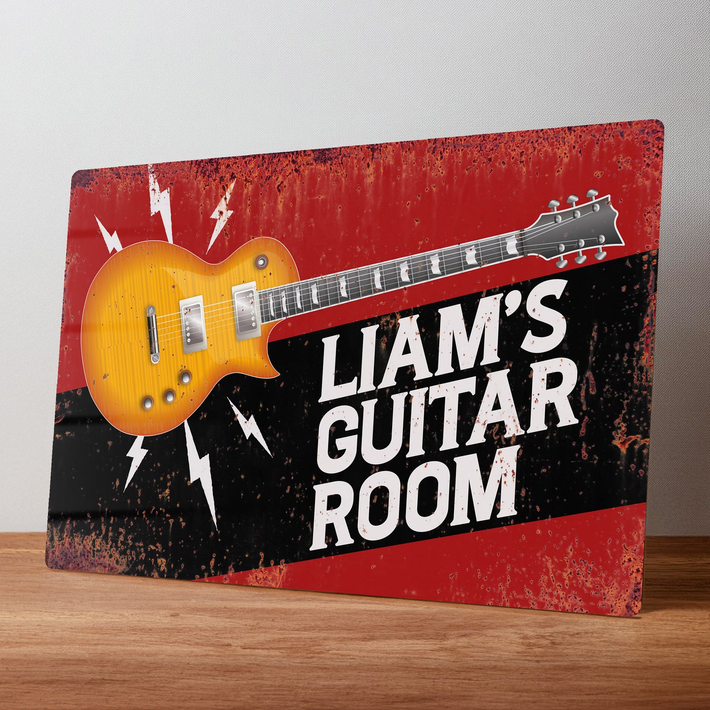 Guitar or Music Room Personalised Rustic Metal Wall Sign