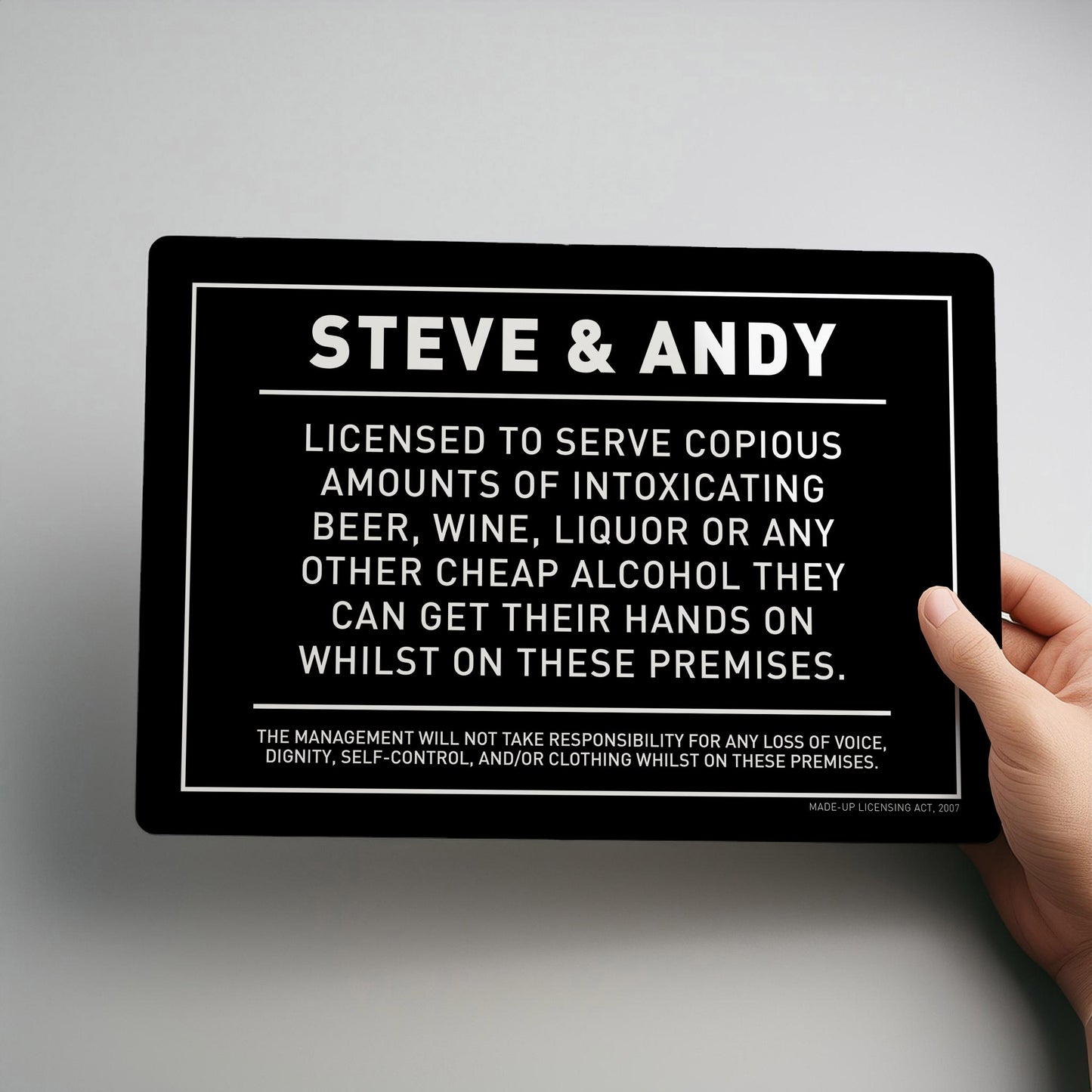 Licensee Personalised Funny Home Bar Metal Wall Sign