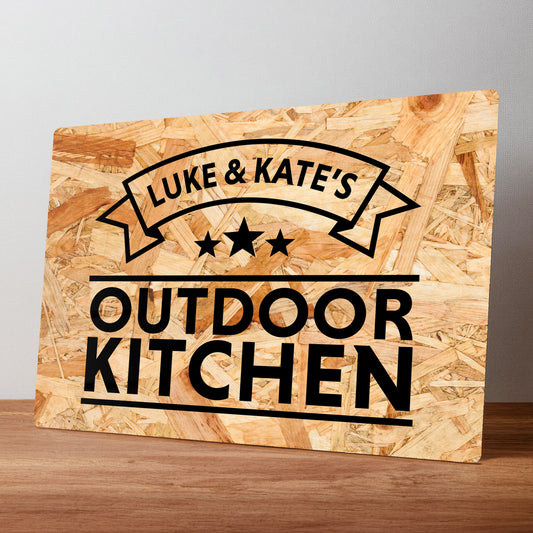 Outdoor Kitchen Personalised OSB Style Metal Wall Sign