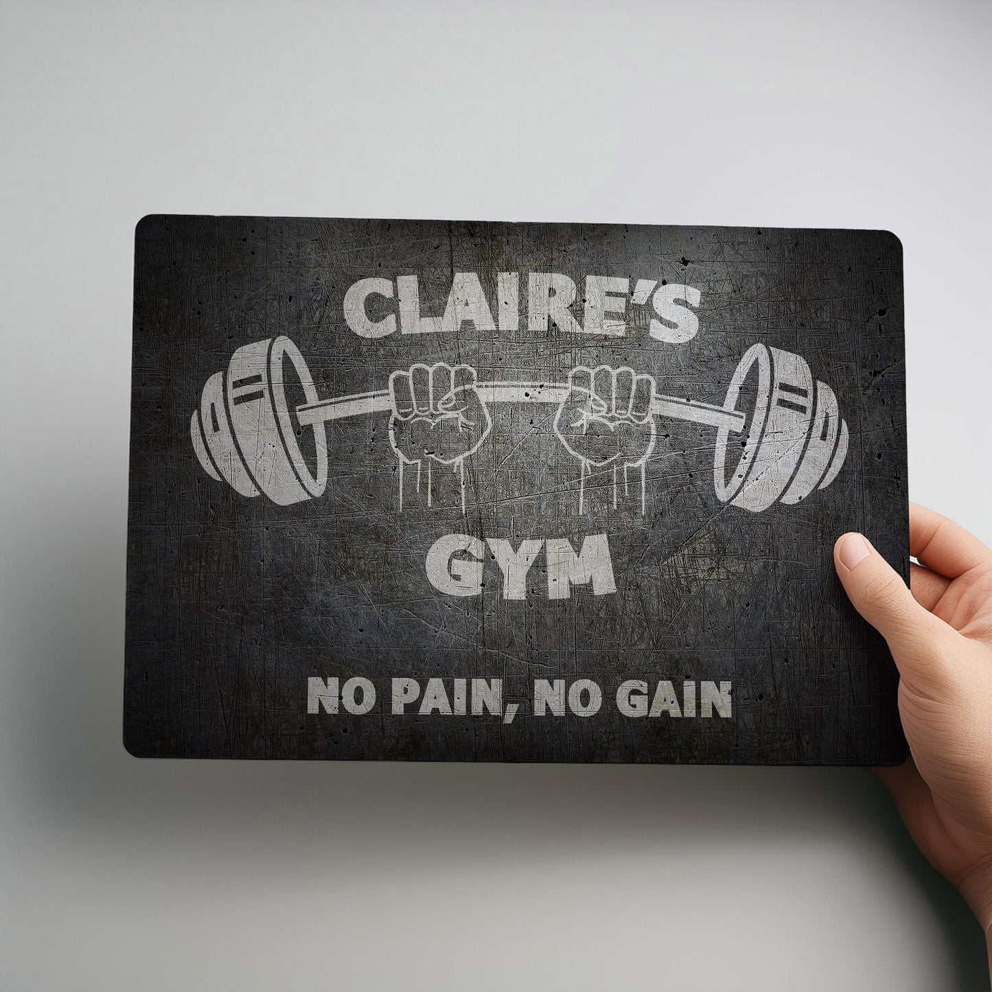 Home Gym Rustic Personalised Metal Wall Sign