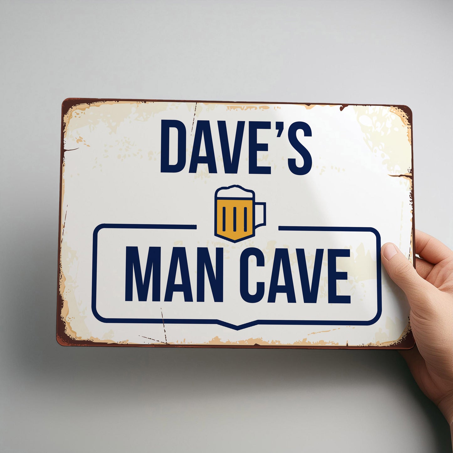 Man Cave Rustic Personalised Metal Wall Sign