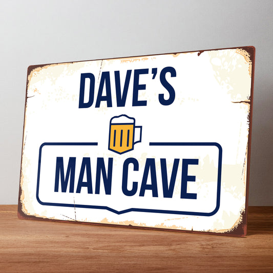 Man Cave Rustic Personalised Metal Wall Sign