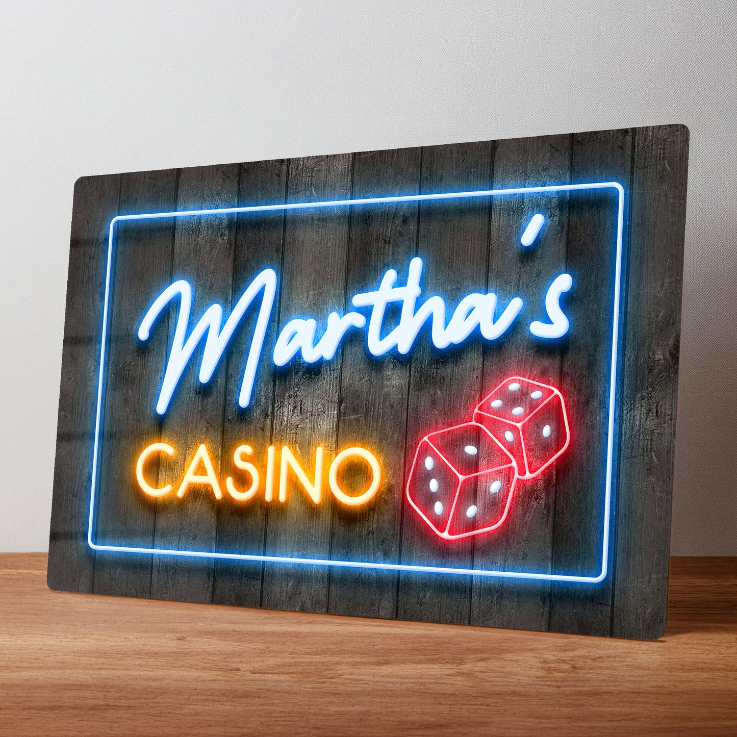 Casino Personalised Metal Neon Style Wall Sign