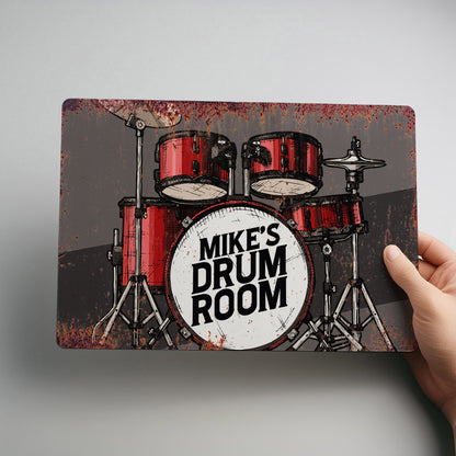 Drum Room Rustic Metal Personalised Wall Sign